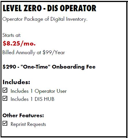 Digital Inventory Services - Operator Package 1 Year Subscription